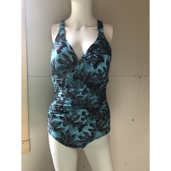 womens swimsuits  One Piece Fitglam Medium Blue Nwt - Picture 1 of 4